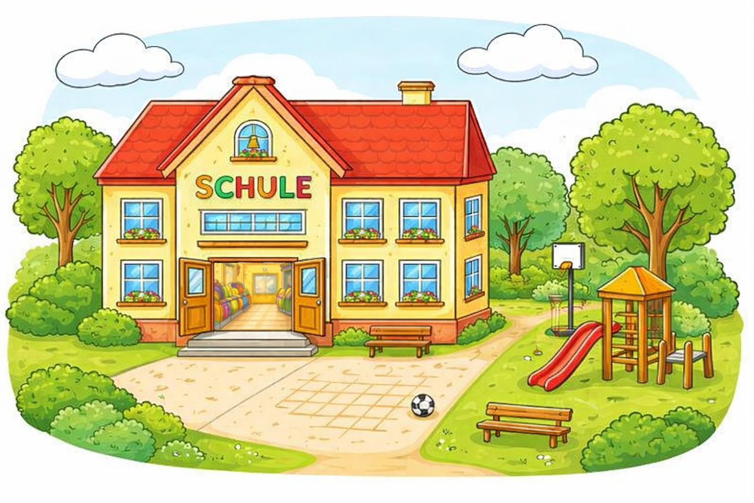 Schulhaus Tür offen